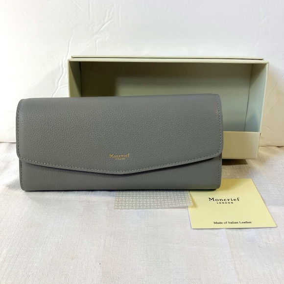 NWT Moncrief London Tillie Large Leather Wallet, Dove Grey - Picture 1 of 11